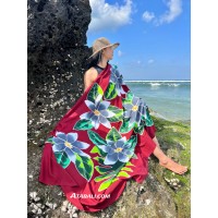 Hand Painted Floral Sarong in Maroon color